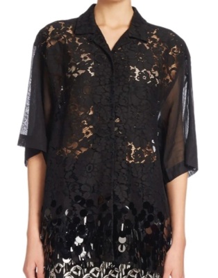 Bergdorf Goodman DRIES VAN NOTEN Cruz Lace Short-Sleeve Shirt, S, Retail 1,320.00