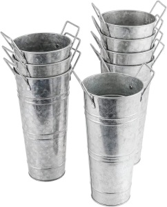8 Pack Galvanized Metal Vases