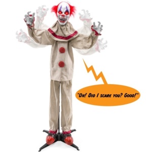 Scary Harry the Motion Activated Animatronic Killer Clown Halloween Prop, Dirty