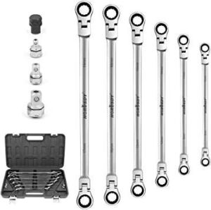 10-Piece Extra Long Flex-Head Ratcheting Wrench Set