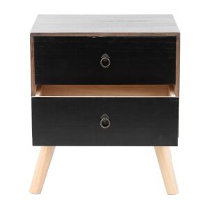 Nightstand with 2 Drawers - Dark Wood