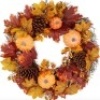 Artificial Fall Wreath, Autumn Thanksgiving Holiday Decoration - 24in