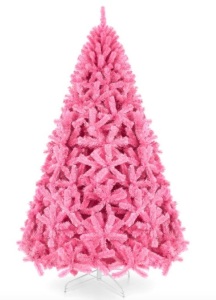 Pink Artificial Fir Christmas Tree w/ Foldable Stand, 6ft