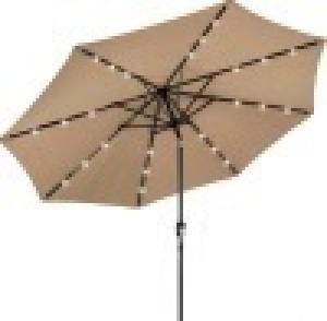 Solar LED Lighted Patio Umbrella w/ Tilt Adjustment, UV-Resistance - 10ft, Tan