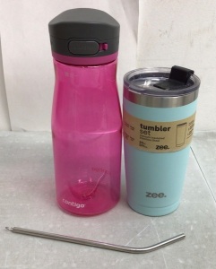 Lot of (2) Drinkware - 32 oz. Water Bottle and 20 oz. Stainless Steel Tumbler.