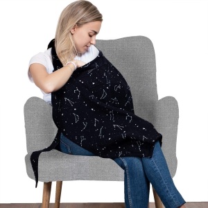 Cotton Nursing Cover w/ Built-in Burp Cloth & Pocket