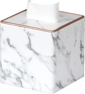 PU Leather Marble Pattern Square Tissue Box Cover