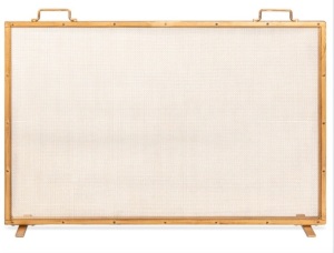 Single Panel Handcrafted Steel Mesh Fireplace Screen w/ Handles - 38x27in