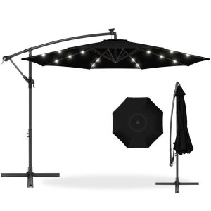 10' Solar LED Offset Hanging Patio Umbrella w/ Crank Tilt Adjustment - Missing Hardware