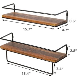 Floating Bathroom Wall Shelf w/ Towel Bar