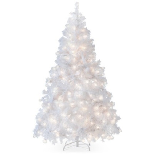 6ft Pre-Lit Hinged Artificial Pine Christmas Tree w/ 250 Lights, Stand