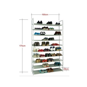 50 Pairs Shoe Tower Rack Shelf Holder Storage Organizer,Gray/Black