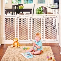 Toddleroo by North States 62" wide Extra Wide Baby Gate: Smoothly opens and closes in extra wide spaces. Hardware Mount. Fits 22" - 62" wide (31" Tall, Ivory). Appears New