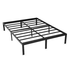 Metal Platform Bed Frame with Storage Space - Black, Queen Size