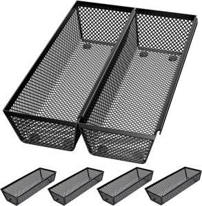 6pk Interlocking Metal Drawer Organizers