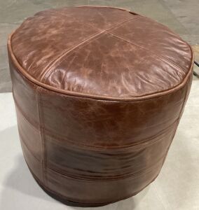 15" Darian Round Pouf - Brown