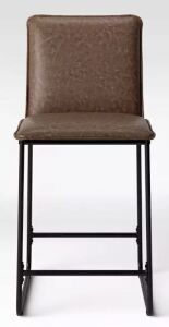 Upholstered Counter Height Barstool with Metal Frame - Espresso Faux Leather