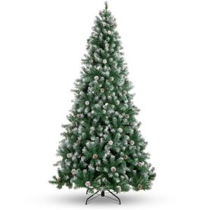 9' Pre-Decorated Christmas Tree w/ Pine Cones, Flocked Branch Tips