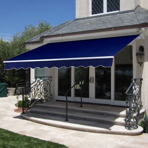 98x80in Retractable Patio Awning, Sun Shade Cover w/ Aluminum Frame, Crank Handle