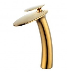 Wovier Waterfall Bathroom Sink Faucet, Brushed Gold 