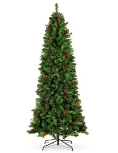 6 ft. Unlit Pre-Decorated Pine Artificial Christmas Tree with Pine Cones and Berries