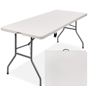 6ft Portable Folding Plastic Dining Table w/ Handle, Lock