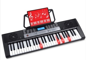 54-Key Beginners Electronic Keyboard Piano Set w/ Lighted Keys, LCD Screen