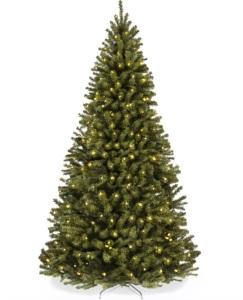 Pre-Lit Artificial Spruce Christmas Tree w/ Foldable Metal Base, 6ft