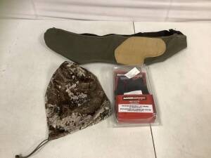 Lot of Firearm Accessories - Recoil Pad, Revolver Ankle Holster, Camo Bag