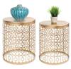 Set of (2) Decorative Round Side Accent Table Nightstands w/ Nesting Design