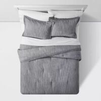 Family-Friendly Comforter & Sham Set Chambray - King Size, Gray