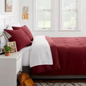 Microfiber Micro Texture Comforter - Full/Queen Size, Maroon