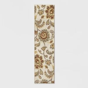 2'x7' Runner Floral Paisley Rug - Beige