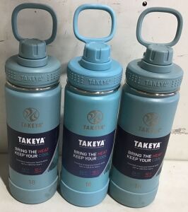 Lot of (3) Takeya 18oz Insulated Stainless Steel Drinking Bottles