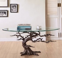 BASE ONLY of SPI Cypress Tree Metal and Glass Coffee Table - Appears New