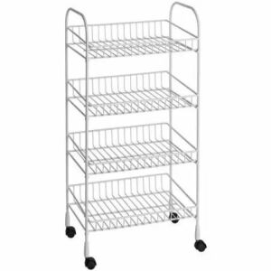 4-Tier Metal Utility Cart - White