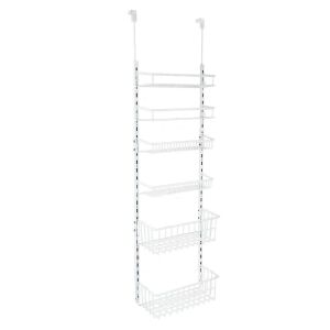 Over-the-Door Rack Organizer with 6 Adjustable Shelves - White