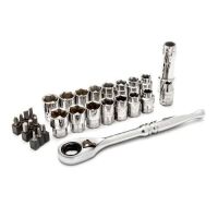 28-Piece 3/8"&nbsp;Drive 6-Point Pass-Thru Ratchet and Socket Set