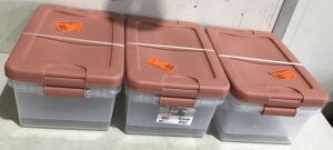 Lot of (6) 15qt Sterilite Latching Storage Bins