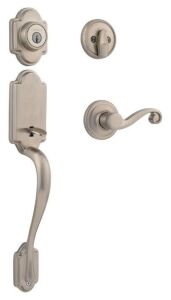 Kwikset Smartkey Arlington Handleset with Lido Lever - Brushed Nickel