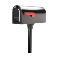 MB1 Black, Medium, Steel, Post Mount Mailbox and 2 in. In-Ground Post Kit