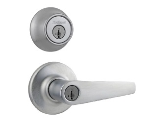 Kwikset Delta Satin Chrome Exterior Combo Pack Door Knob Featuring SmartKey Security