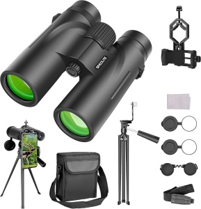 SPECILITE 10x42 HD Binoculars w/ Phone Adapter & Tripod