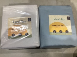 Lot of (2) Kind Lier Certified Organic Twin Sheet Sets, 3 pc 