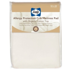 Sealy Allergy Protection Crib Mattress Pad Cover with Organic Cotton Top