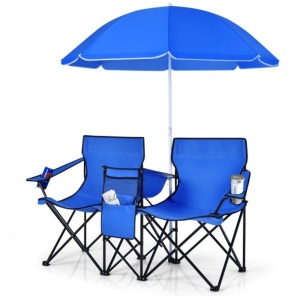 Portable Folding Picnic Double Chair with Umbrella 