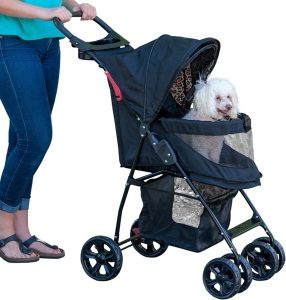 Pet Gear No-Zip Happy Trails Lite Pet Stroller, Easy Fold with Removable Liner, Safety Tether, Storage Basket + Cup Holder  