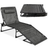 Portable Patio Chaise Lounge Chair Outdoor Recliner w/ Pillow