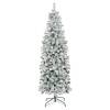 Snow Flocked Artificial Pencil Christmas Tree w/ Stand, 6ft