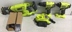 Ryobi Reciprocating Saw, Drill, and Impact Driver Tool Set with Charger